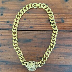 Vintage Designer Anne Klein Lion Runway Cuban Chain Necklace.